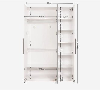 White 3 Doors Wardrobe