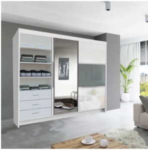 Manhattan II High Gloss Wardrobe 250cm White