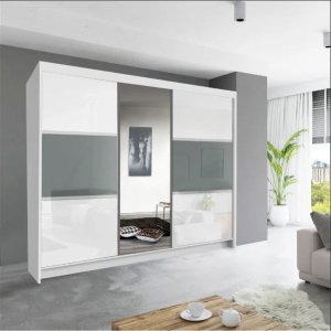 Manhattan II High Gloss Wardrobe 250cm White