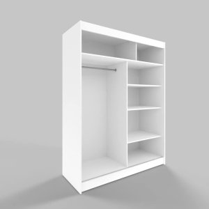 Easy Sofas and Wardrobes - Sliding Doors Wardrobe Camino III 150 cm - Mirror - Bedroom Furniture with Clothes Rail - Storage - w/o LED - Color: White