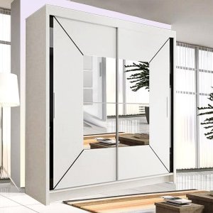 SLIDING WARDROBE 4U Cologne Free Standing Sliding mirror Door Wardrobe (120cm, White)