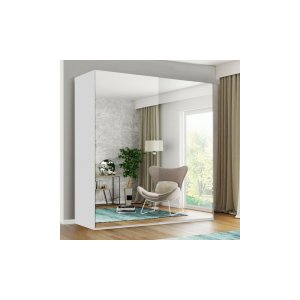 FURCO | Giovany 2 Door Mirrored Sliding Wardrobe | Sleek Black | 3 Size Options | Modern & Spacious