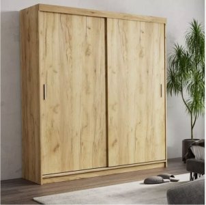 Modern Lexy Wardrobe with Double Sliding Doors - 203cm - Oak