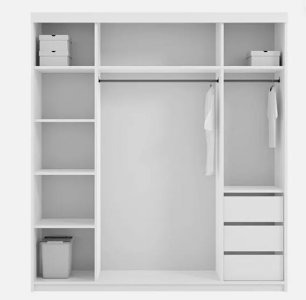 MOLLY Modern Double Sliding Door Wardrobe with Full Mirror - 2 Sizes - OAK