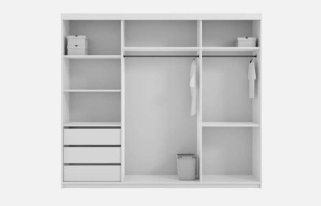 Brand New Modern 3 Slidnig Door Mirror Wardrobe OXON Colli 250cm in Black Matt