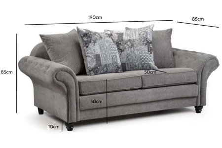Nicole Grey Chenille Fabric 3+3 Seater Sofa Set