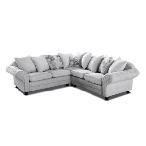 Chesterfield Corner Sofa 5 seater or 4 seater Couche Fabric Light Grey Dark Grey