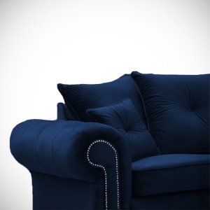 Palm Interiors - Corner Sofa - Maryline - Soft Plush Velvet Fabric- Scatterback Corner Sofa (Blue)