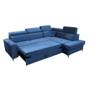 GLOSS CORNER SOFA BED BLUE