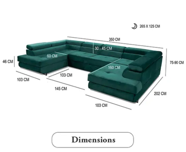GREEN U-CORNER SOFA BED