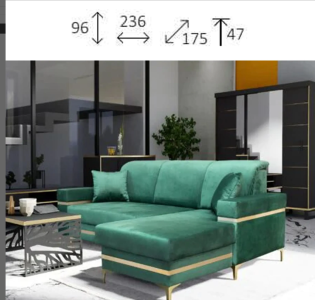 Florence Green Gold Corner Sofa Bed