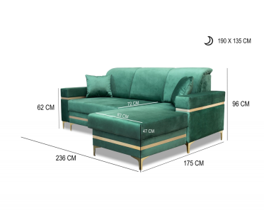 Florence Green Gold Corner Sofa Bed