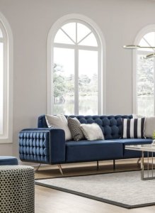 Classic Chesterfield 3 Seater Furniture Sofa Luxury Couches Blue 3 seat sofas